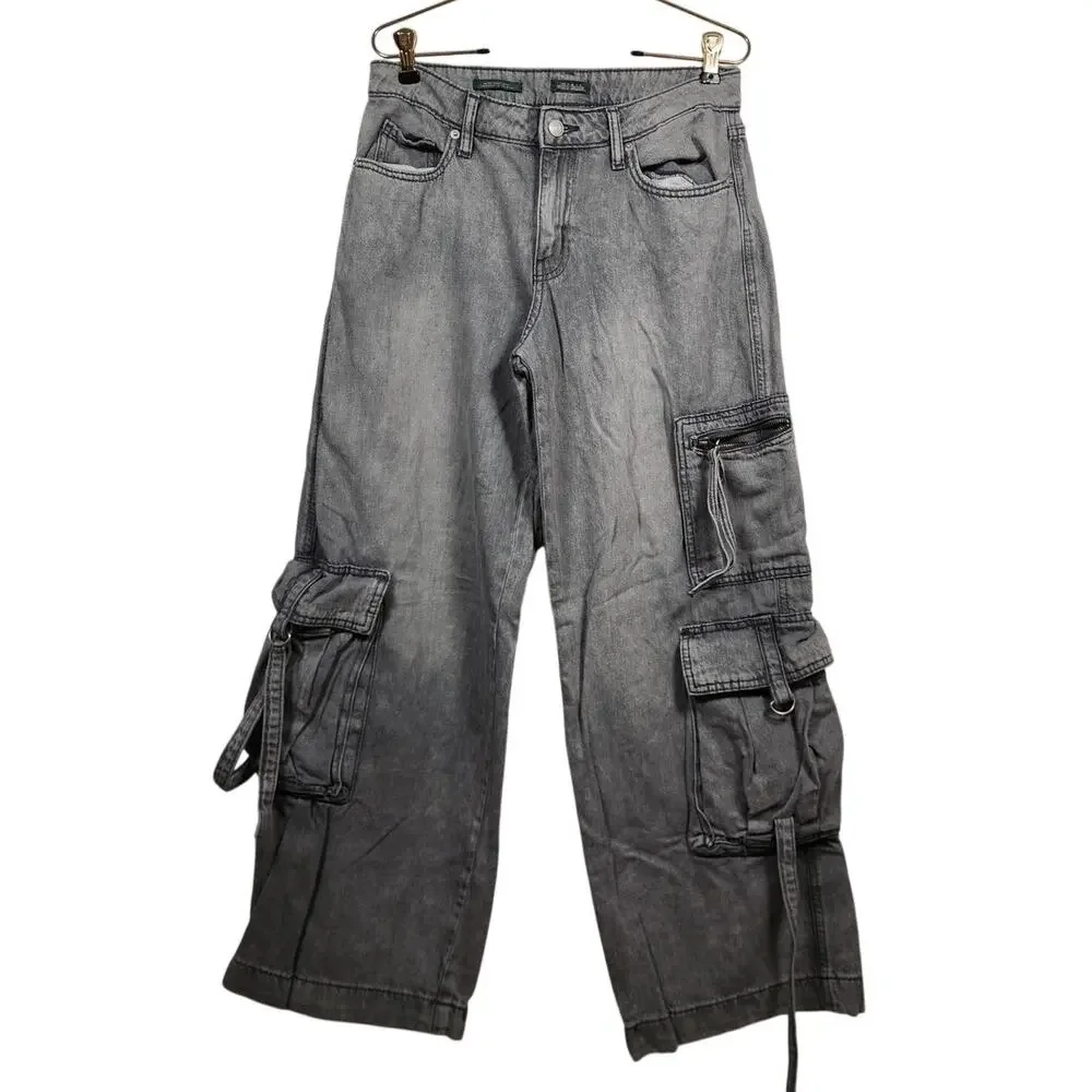 Wild Fable Size 6 Mid Rise Baggy Cargo Bottoms Pants Jeans Gray Skate Grunge